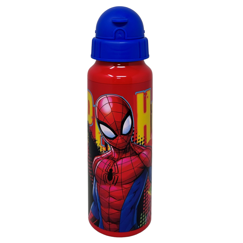 Borraccia in Alluminio con Cannuccia Spiderman MARVEL Bottiglia per Bambini 550 Ml - M09510mc/b