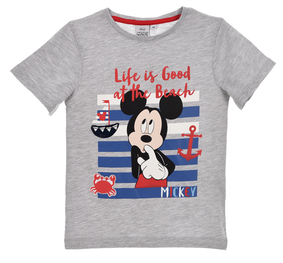 T-Shirt Maglietta Topolino Mickey Mouse DISNEY Bambino Ragazzo Sun City Taglie 3/8 Anni - Er1426grigio