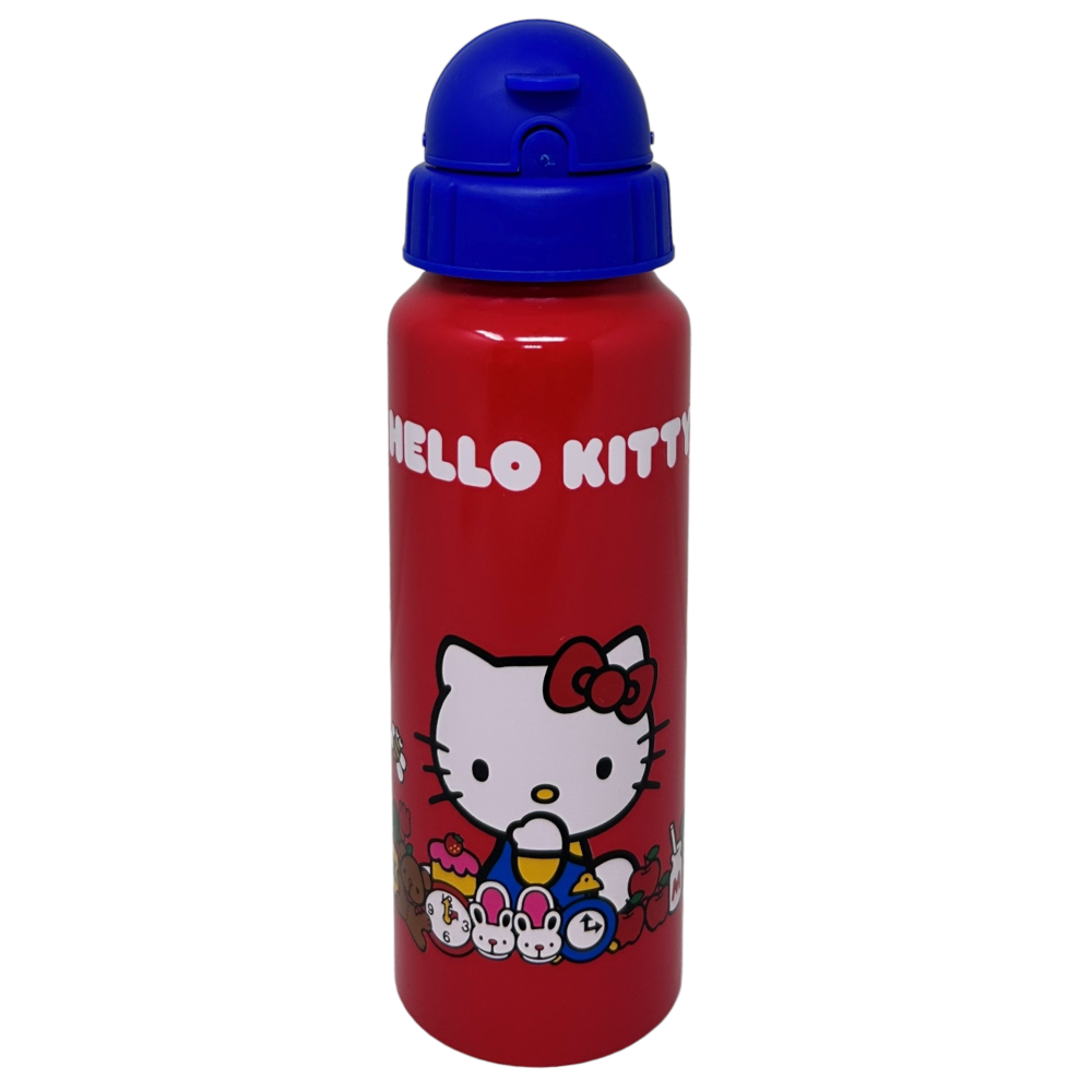 Borraccia in Alluminio con Cannuccia Hello Kitty Bottiglia per Bambini 550 Ml - H09501mc/b