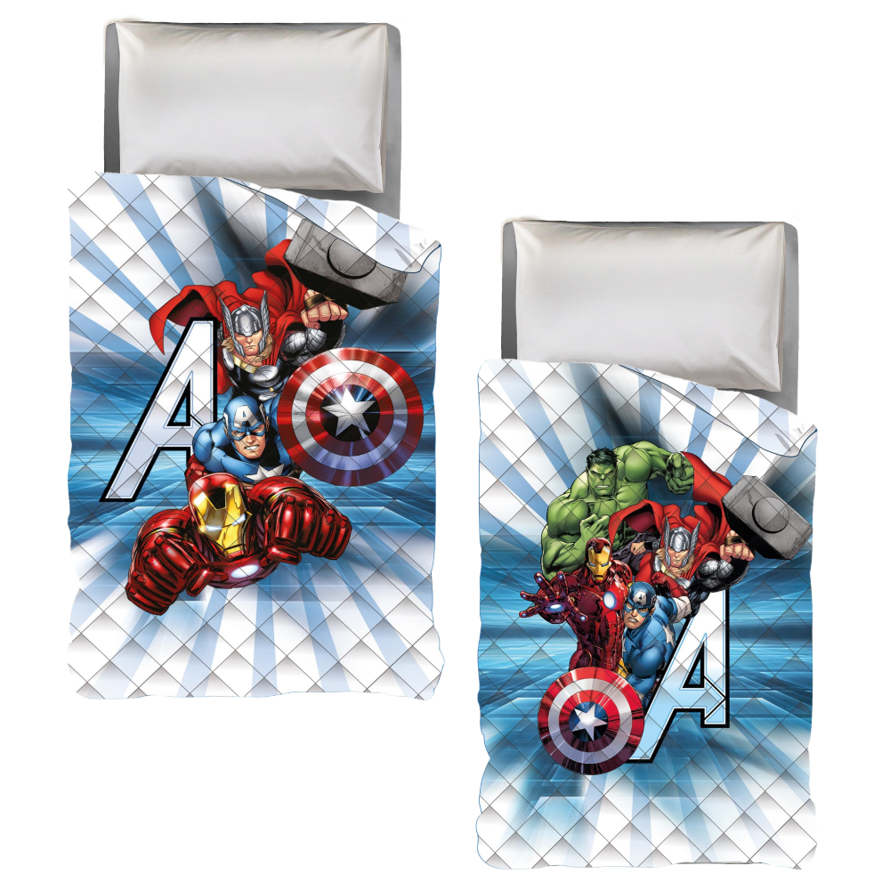Trapuntino Doubleface Avengers MARVEL Coperta Copriletto Trapuntato 100 Gsm Letto Singolo 170x250 CM - Ave1761