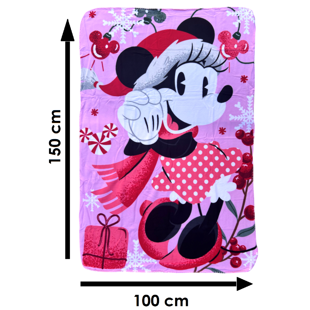 Plaid in Pile Minnie Mouse DISNEY Coperta Natale in Morbido Poliestere 100 X 150 CM 210 Gsm - Min-1438