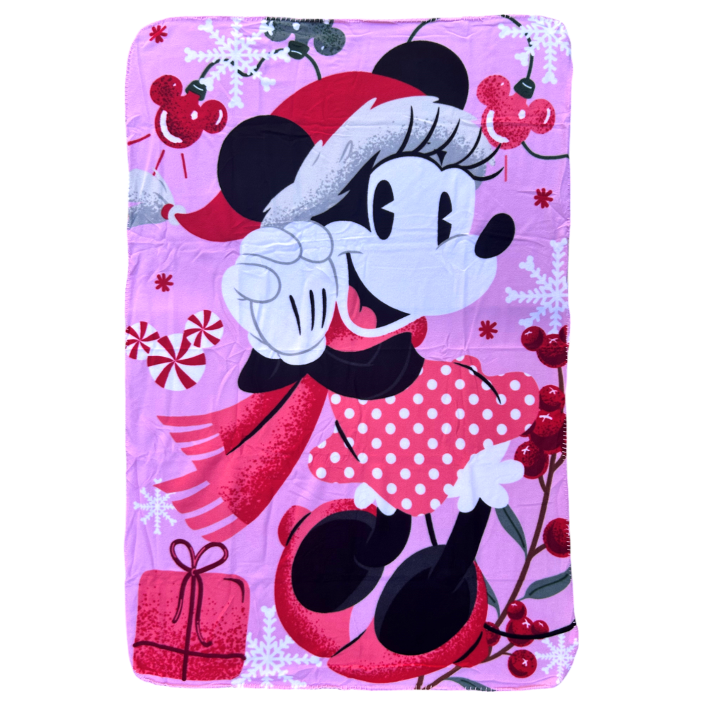 Plaid in Pile Minnie Mouse DISNEY Coperta Natale in Morbido Poliestere 100 X 150 CM 210 Gsm - Min-1438