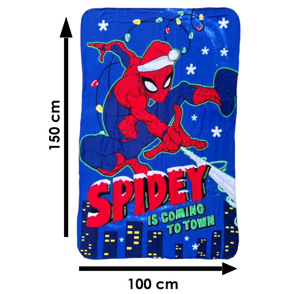 Plaid in Pile Spiderman MARVEL Coperta Natale in Morbido Poliestere 100 X 150 CM 210 Gsm - Spm-1437