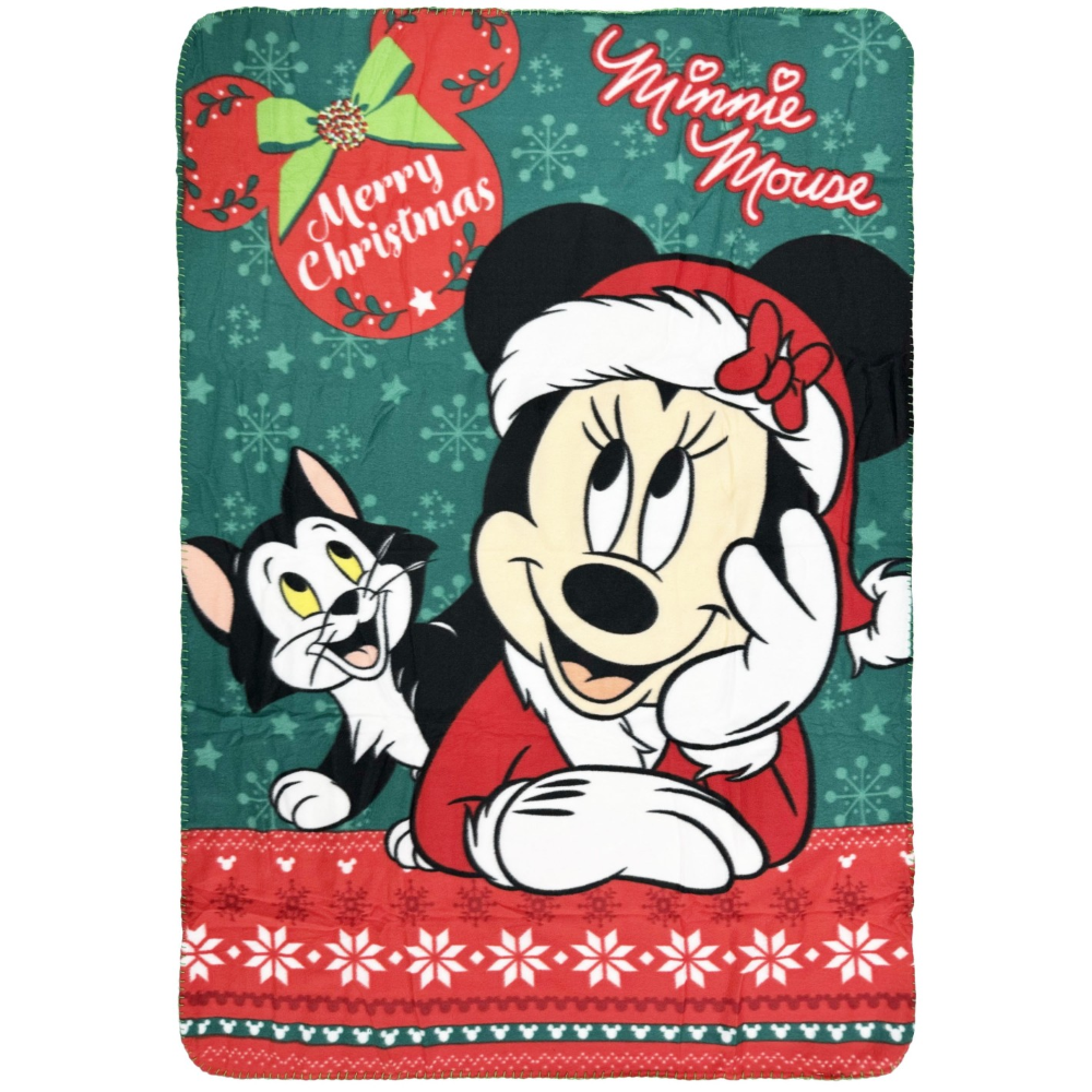 Plaid Natale Minnie Mouse DISNEY Coperta in Pile in Morbido Poliestere 100x140 CM -  Min24-4123