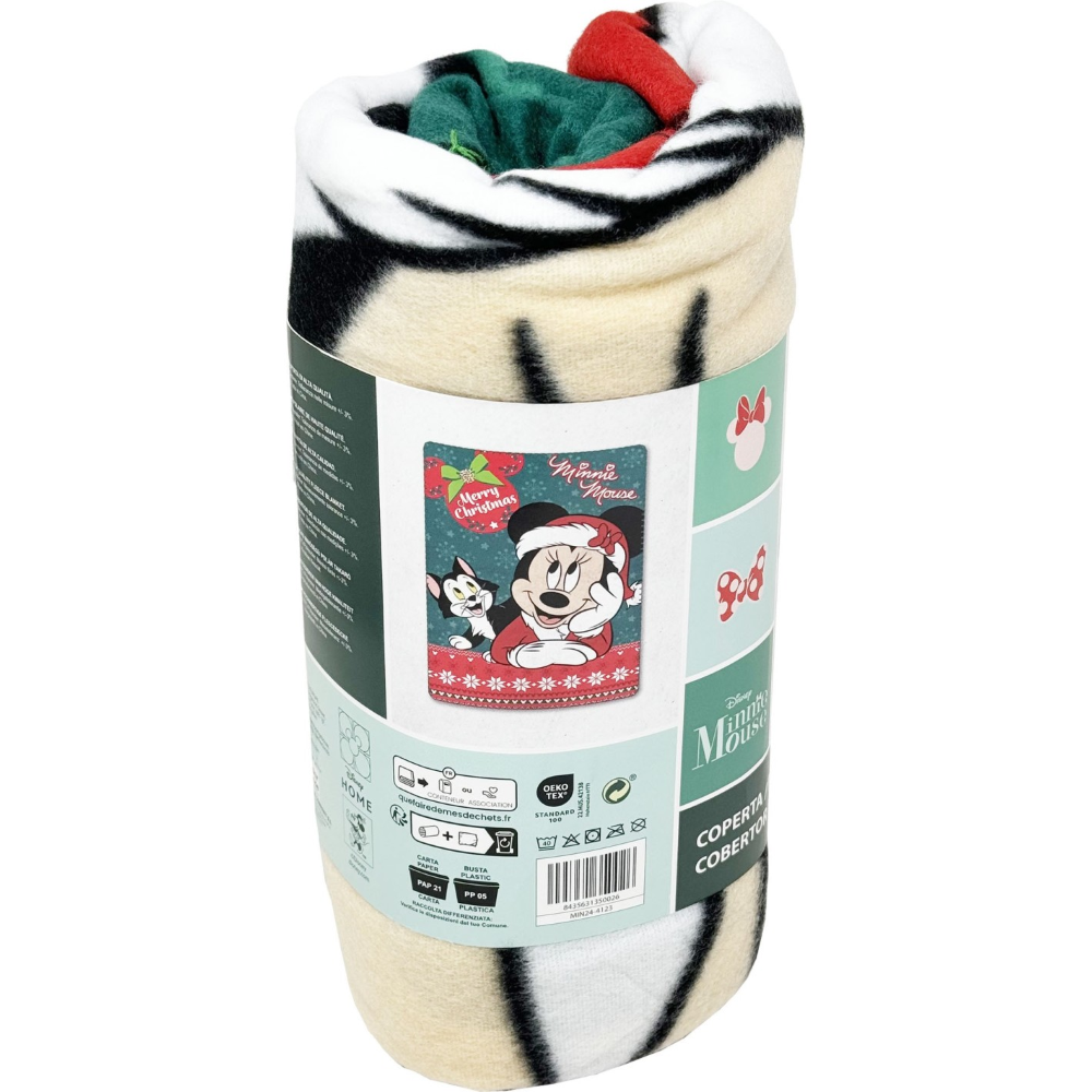 Plaid Natale Minnie Mouse DISNEY Coperta in Pile in Morbido Poliestere 100x140 CM -  Min24-4123