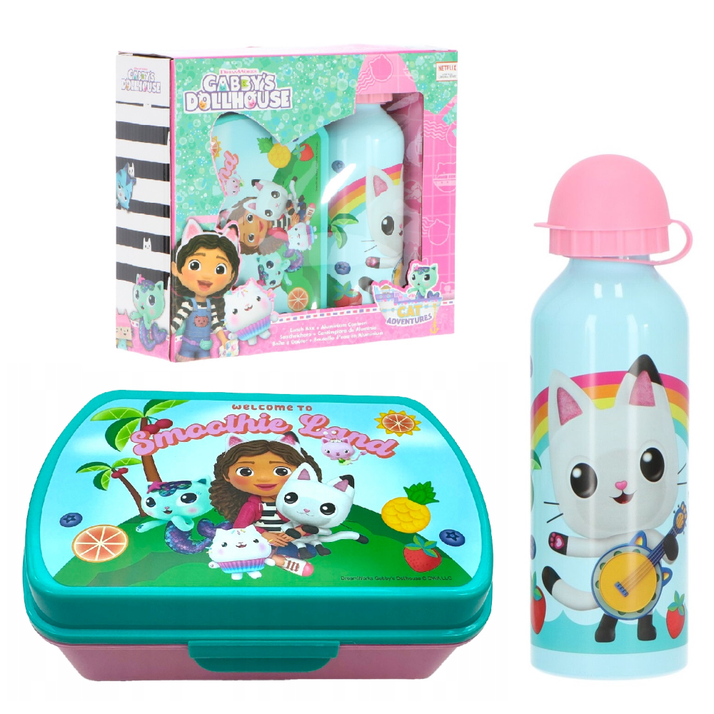Set Borraccia in Alluminio e Portamerenda Gabby's Dollhouse in Confezione - Gd00079