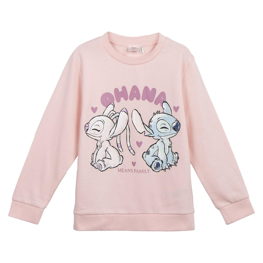 Felpa a Girocollo Stitch e Angel Maglia DISNEY in Misto Cotone Garzato- 2458