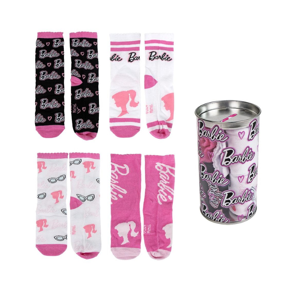 Calzini Barbie in Misto Cotone 4 Paia con Salvadanaio - 2309