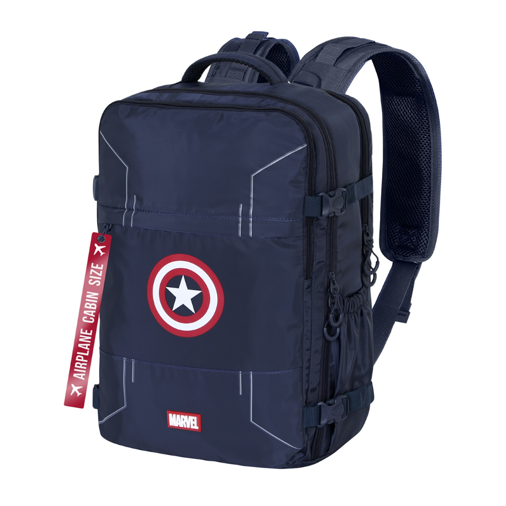 Zaino da Viaggio Capitan America MARVEL 40 CM Bagaglio a Mano da Cabina Adattabile a Trolley - 07951