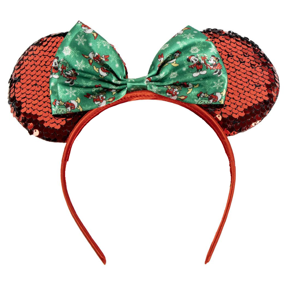 Cerchietto Natalizio Minnie DISNEY con Orecchie Paillettate e Fiocco Accessori Capelli - 3036