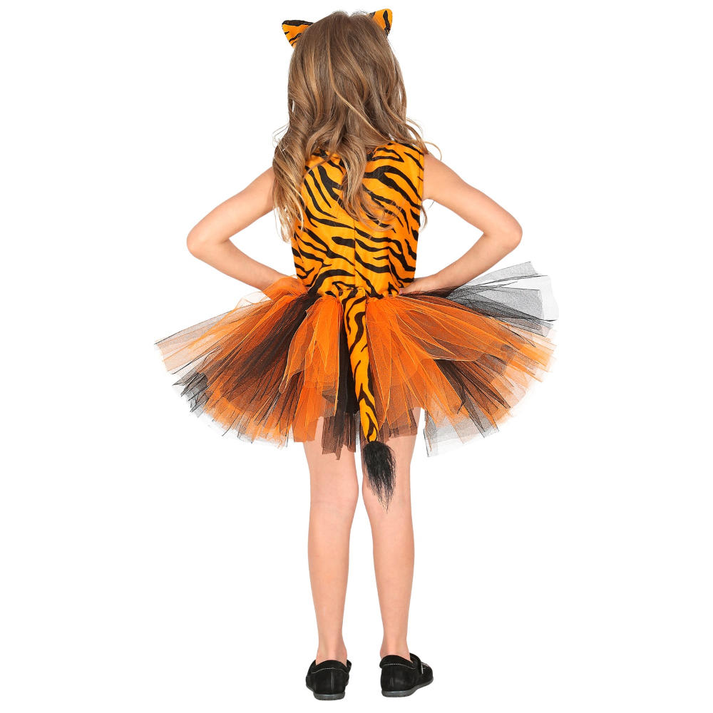 Set Travestimento Tigre Vestito Tutù Cerchietto Costume Abito Carnevale - 1036