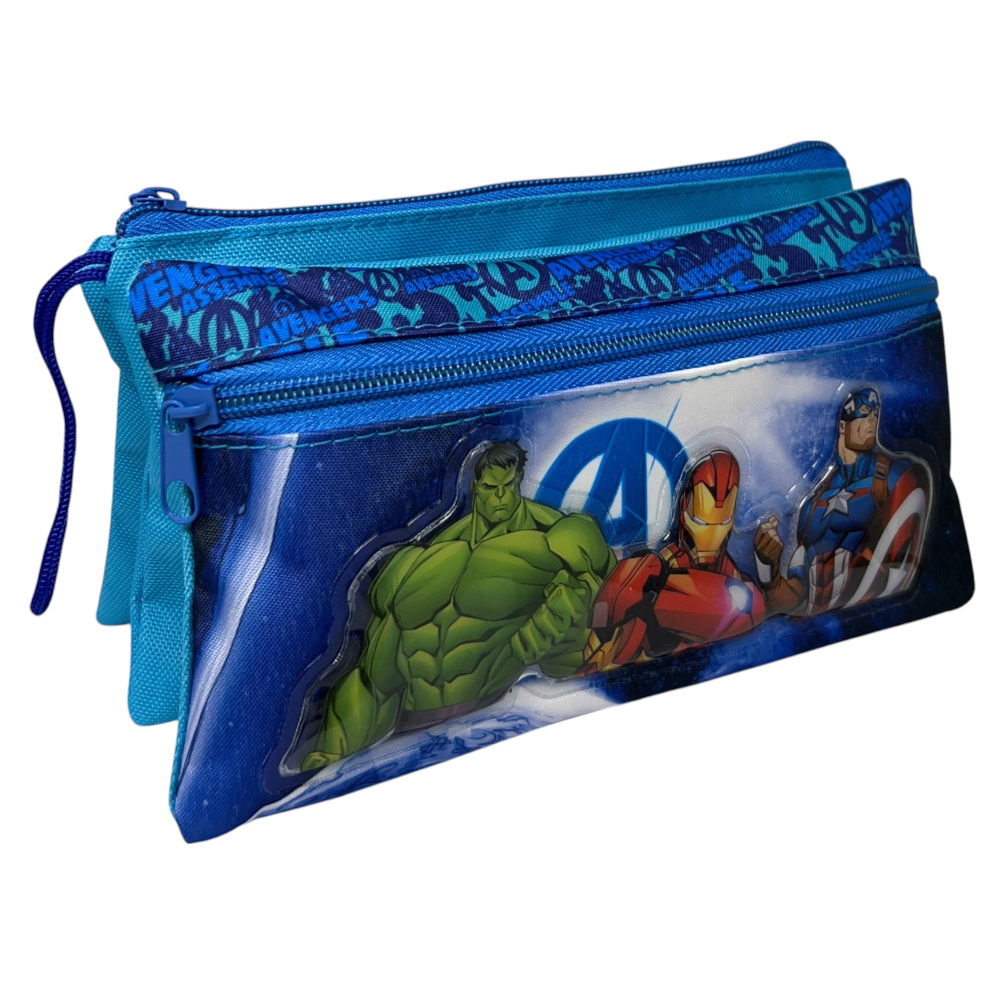 Tombolino Avengers MARVEL 3 Scomparti Bustina Astuccio Portacolori 22 CM - Av0997