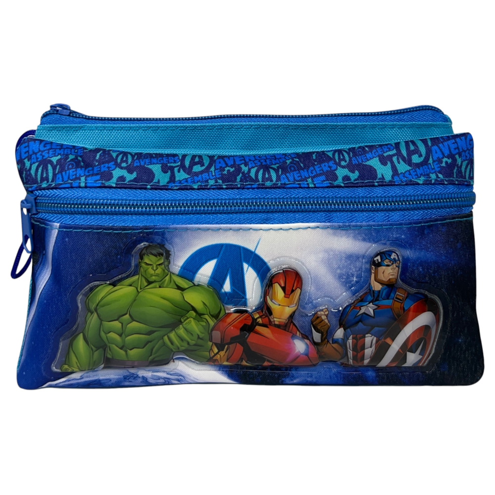 Tombolino Avengers MARVEL 3 Scomparti Bustina Astuccio Portacolori 22 CM - Av0997