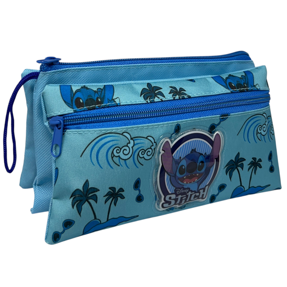 Tombolino Stitch DISNEY 3 Scomparti Bustina Astuccio Portacolori 22 CM - Lst0997-B