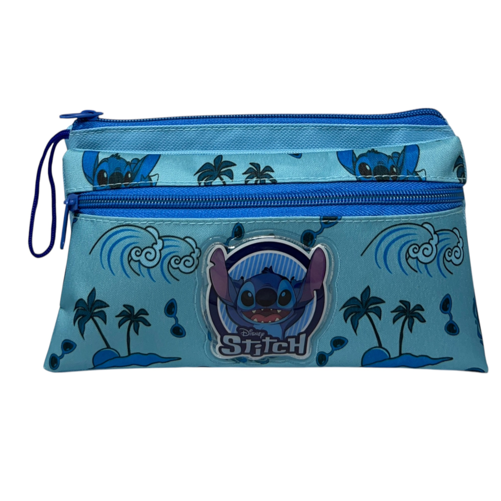 Tombolino Stitch DISNEY 3 Scomparti Bustina Astuccio Portacolori 22 CM - Lst0997-B