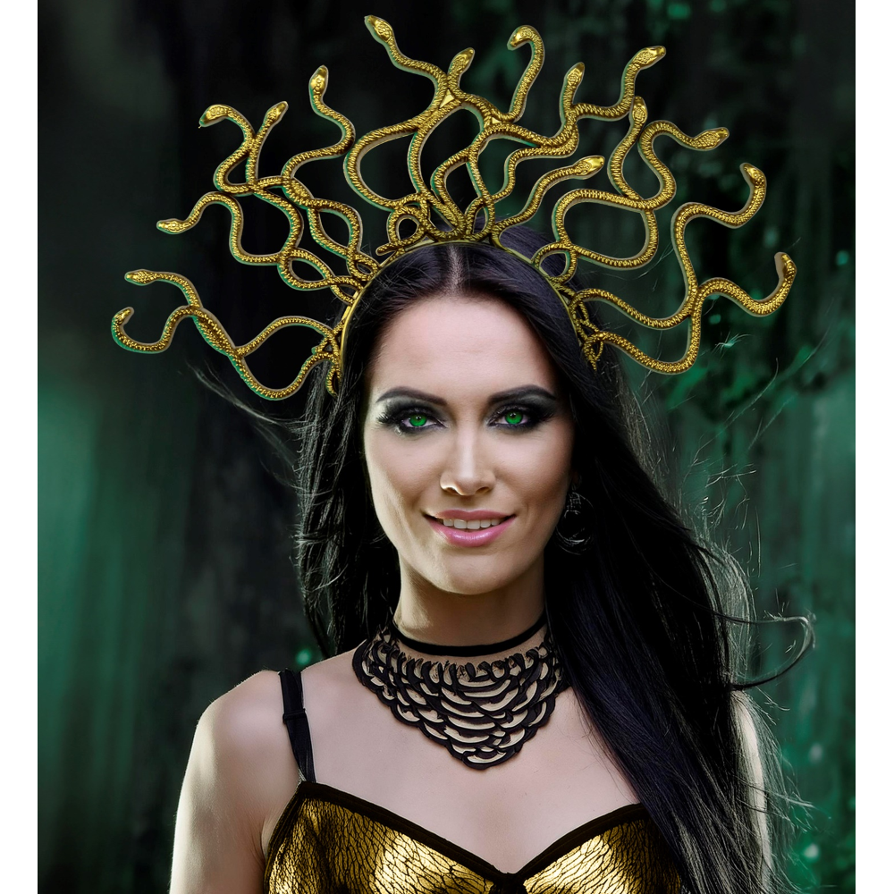 Cerchietto Medusa Dorato Accessorio Costumi Travestimenti Carnevale - 21157