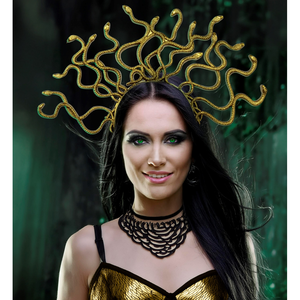 Cerchietto Medusa Dorato Accessorio Costumi Travestimenti Carnevale - 21157