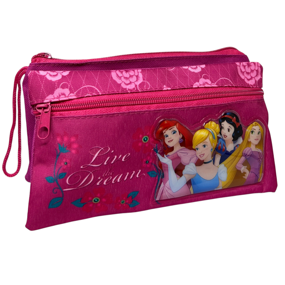 Tombolino Principesse DISNEY 3 Scomparti Bustina Astuccio Portacolori 22 CM - Pr0997