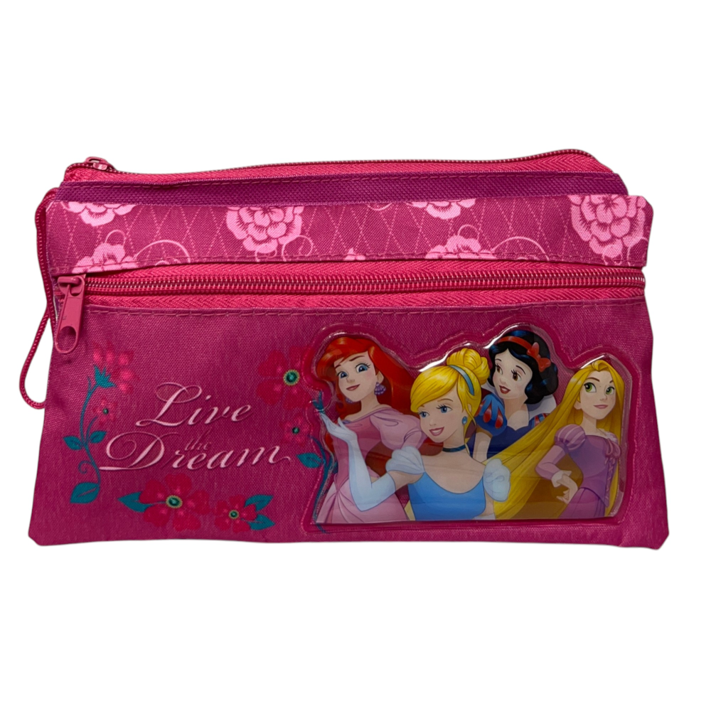 Tombolino Principesse DISNEY 3 Scomparti Bustina Astuccio Portacolori 22 CM - Pr0997