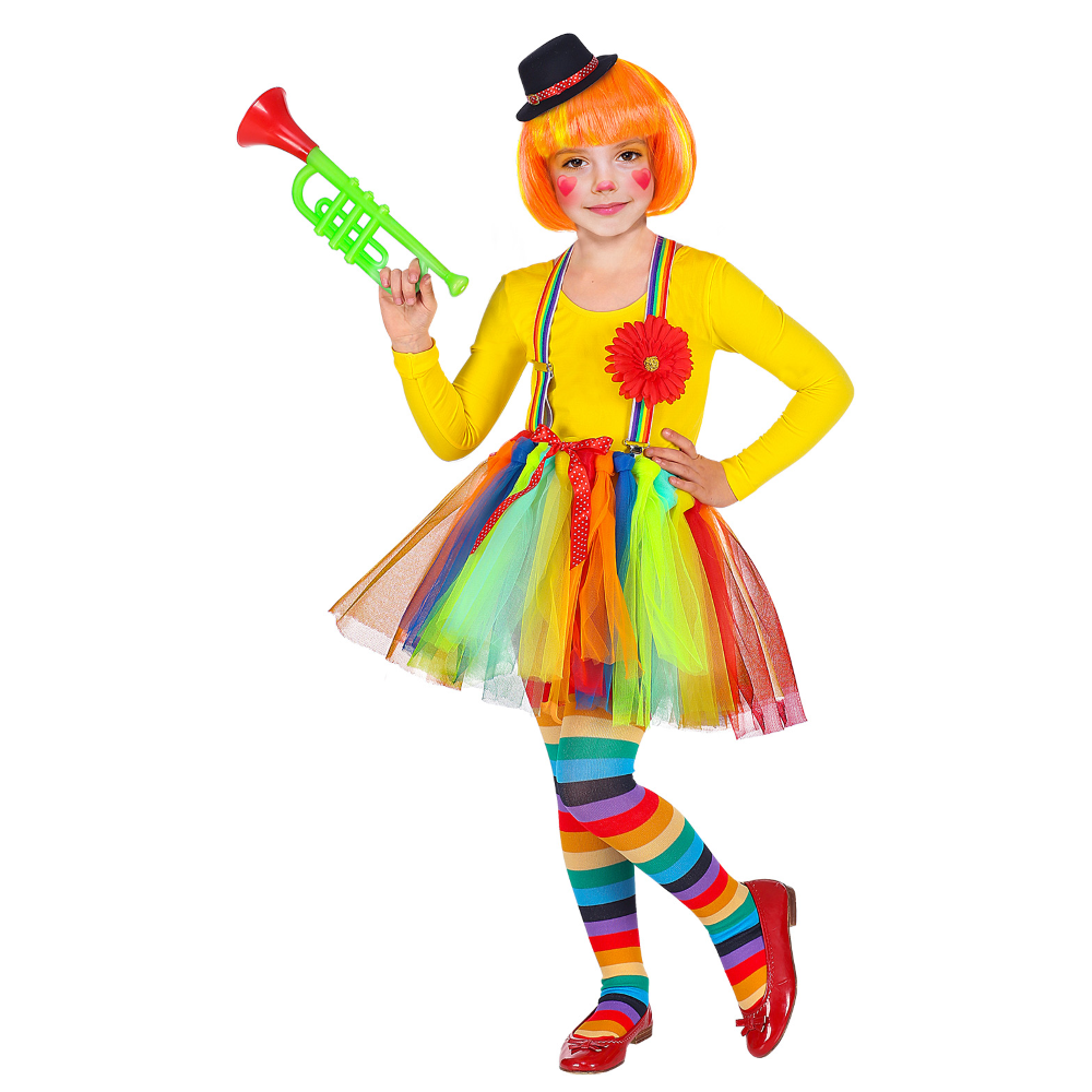 Set Travestimento Clown Tutu Bretelle Cilindro Accessori Carnevale - 96532