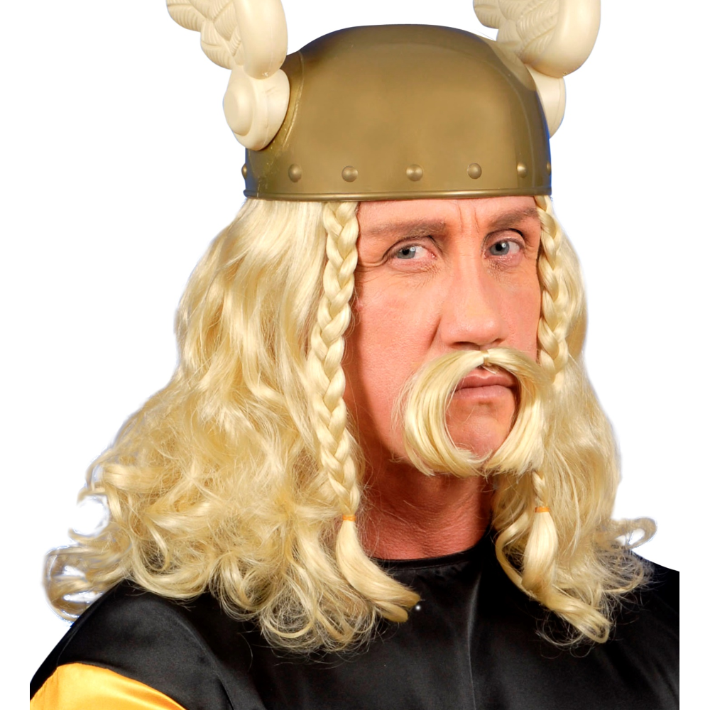 Parrucca Gaulois con Baffo Asterix Accessori per Abito Vestito Travestimento Carnevale - V6263