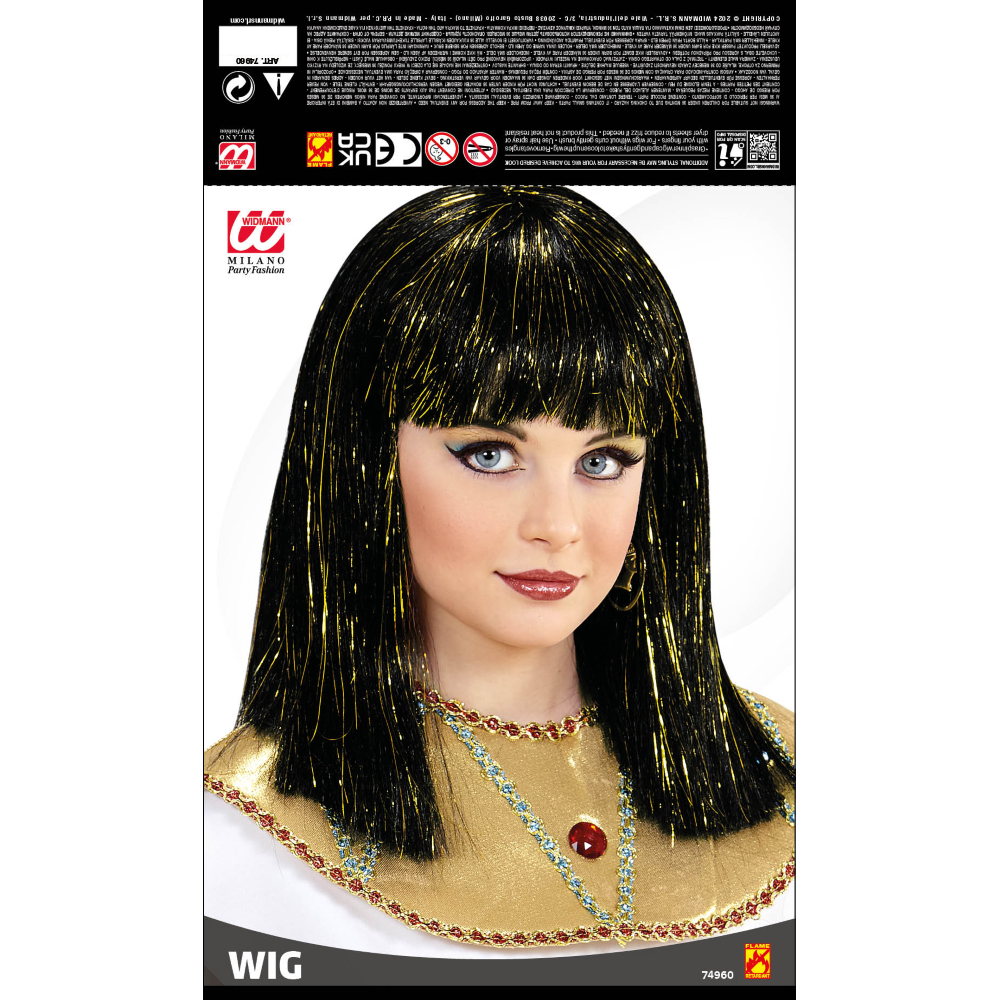 Parrucca Cleopatra con Fili di Lamè Accessori per Abito Vestito Travestimento Carnevale - 74960