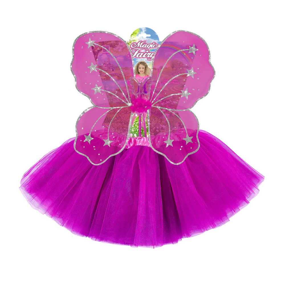 Set Fatina Magica Ali Gonna Bacchetta Accessori Vestito Travestimento Carnevale Bambina 96543