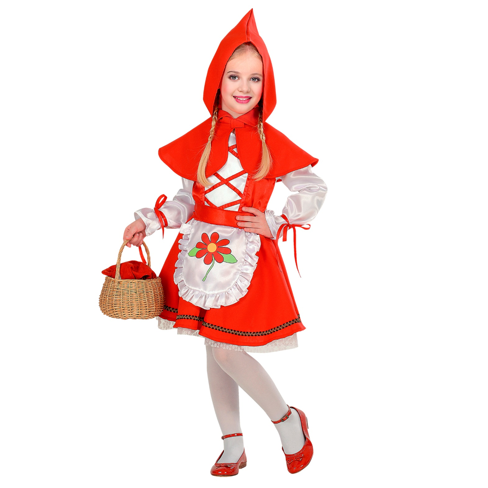 Costume Vestito Abito Travestimento Carnevale Bambina Cappuccetto Mantellino Rosso