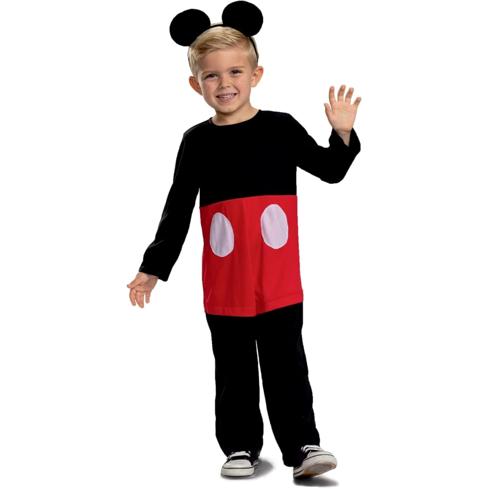 Costume Topolino DISNEY Tuta Cerchietto Travestimento Carnevale Festa in Maschera - 129499