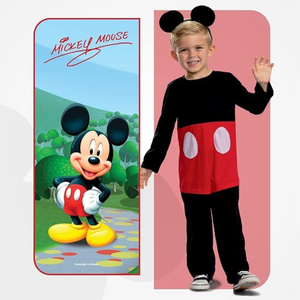 Costume Topolino DISNEY Tuta Cerchietto Travestimento Carnevale Festa in Maschera - 129499