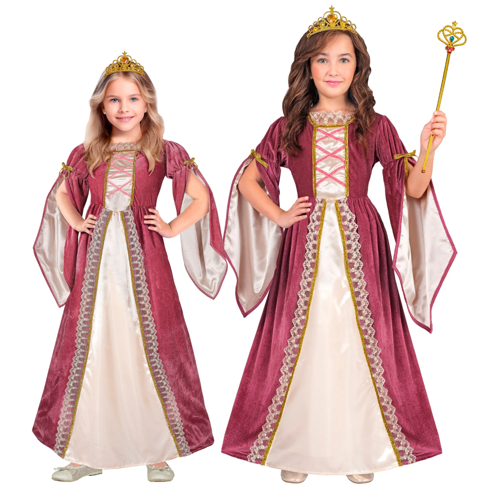 Vestito Carnevale Principessa Medievale Travestimento Costume Carnevale Bambini - 1319