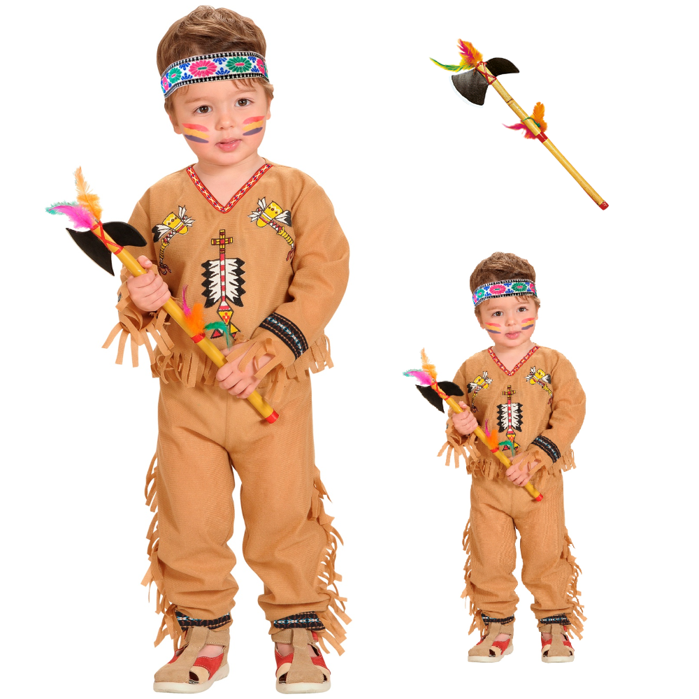 Vestito Carnevale + Accessori Indiano Costume Ascia Travestimento (1/2 Anni)