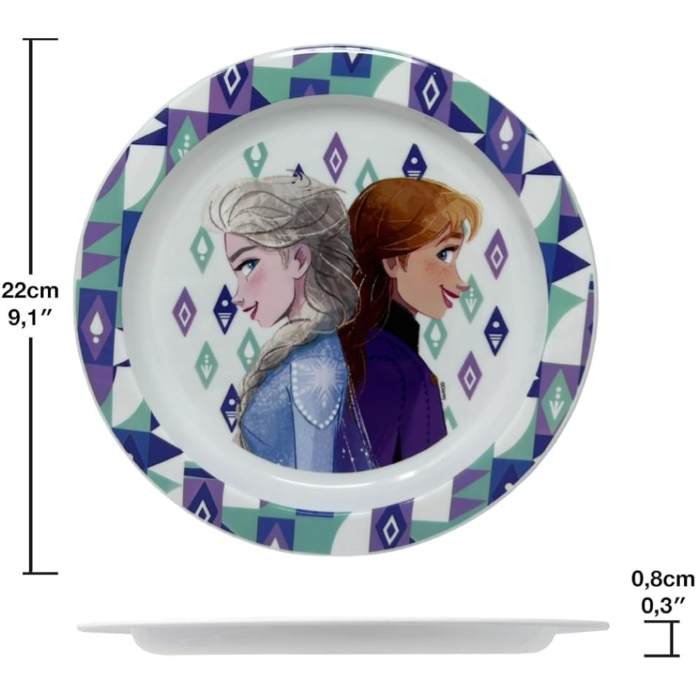 Set Pappa 5 Pezzi Frozen DISNEY Piatti Bicchiere Posate in Plastica Rigida Riutilizzabile in Confezione - 74250