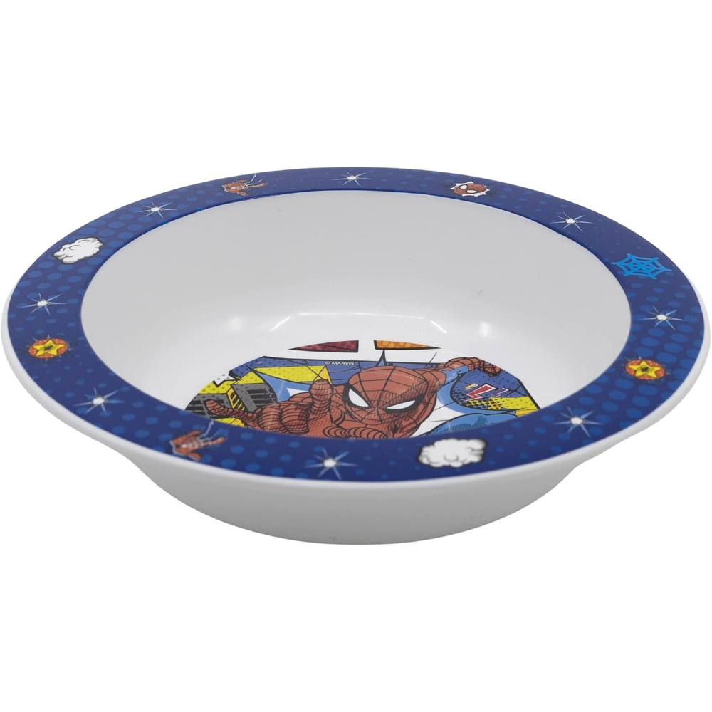 Set Pappa 5 Pezzi Spiderman MARVEL Piatti Bicchiere Posate in Plastica Rigida Riutilizzabile in Confezione - 74750
