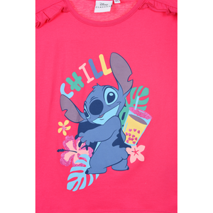T-Shirt M.c. Stitch DISNEY Maglietta Corta Bambino 100% Cotone - Ye10078fucsia