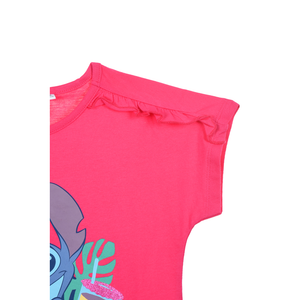 T-Shirt M.c. Stitch DISNEY Maglietta Corta Bambino 100% Cotone - Ye10078fucsia