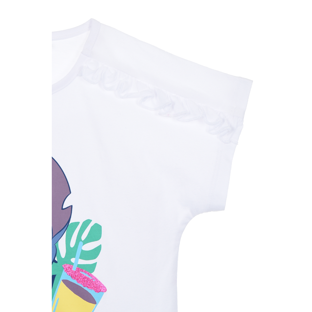 T-Shirt M.c. Stitch DISNEY Maglietta Corta Bambino 100% Cotone - Ye10078bianco