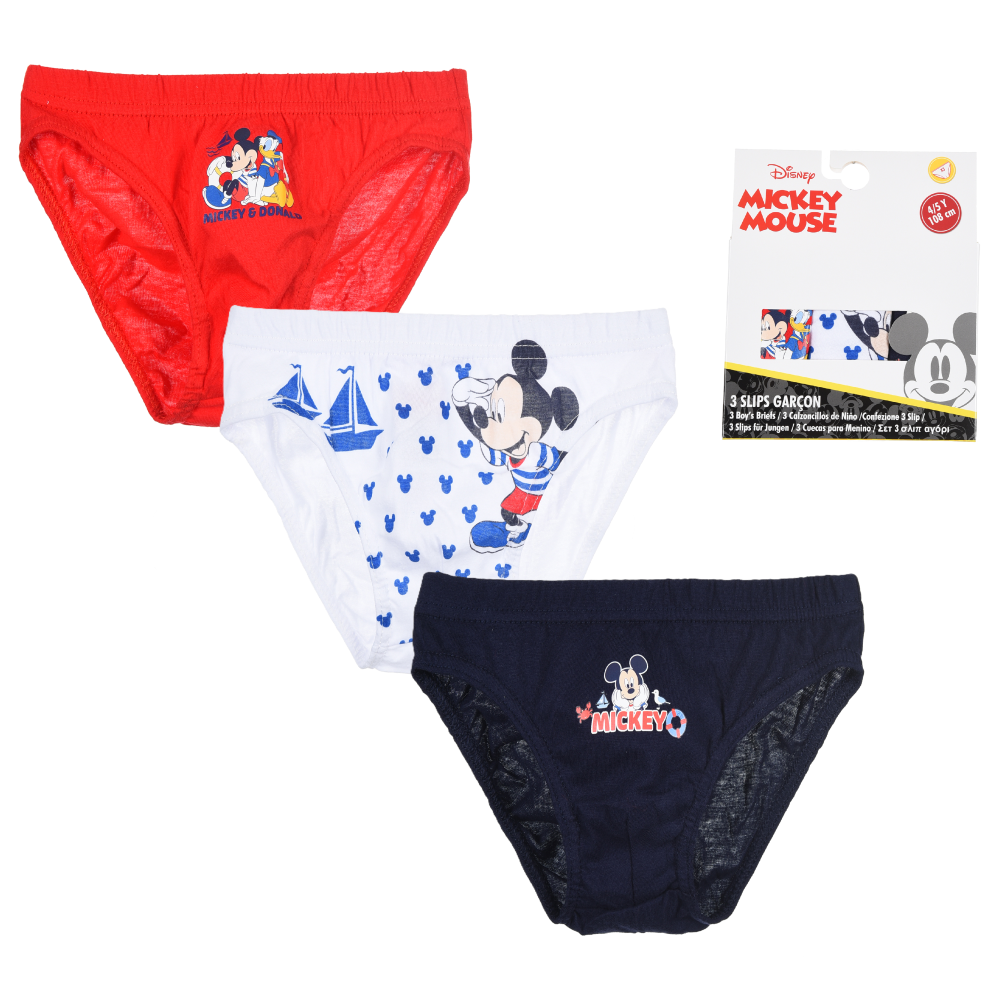 Mutandine Set 3 Pezzi Topolino DISNEY Slip in Cotone in Scatola 3/6 Anni - Ye30024