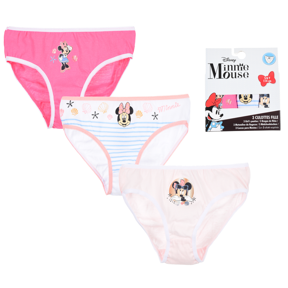Mutandine Set 3 Pezzi Minnie DISNEY Slip in Cotone in Scatola 3/8 Anni - Ye30027