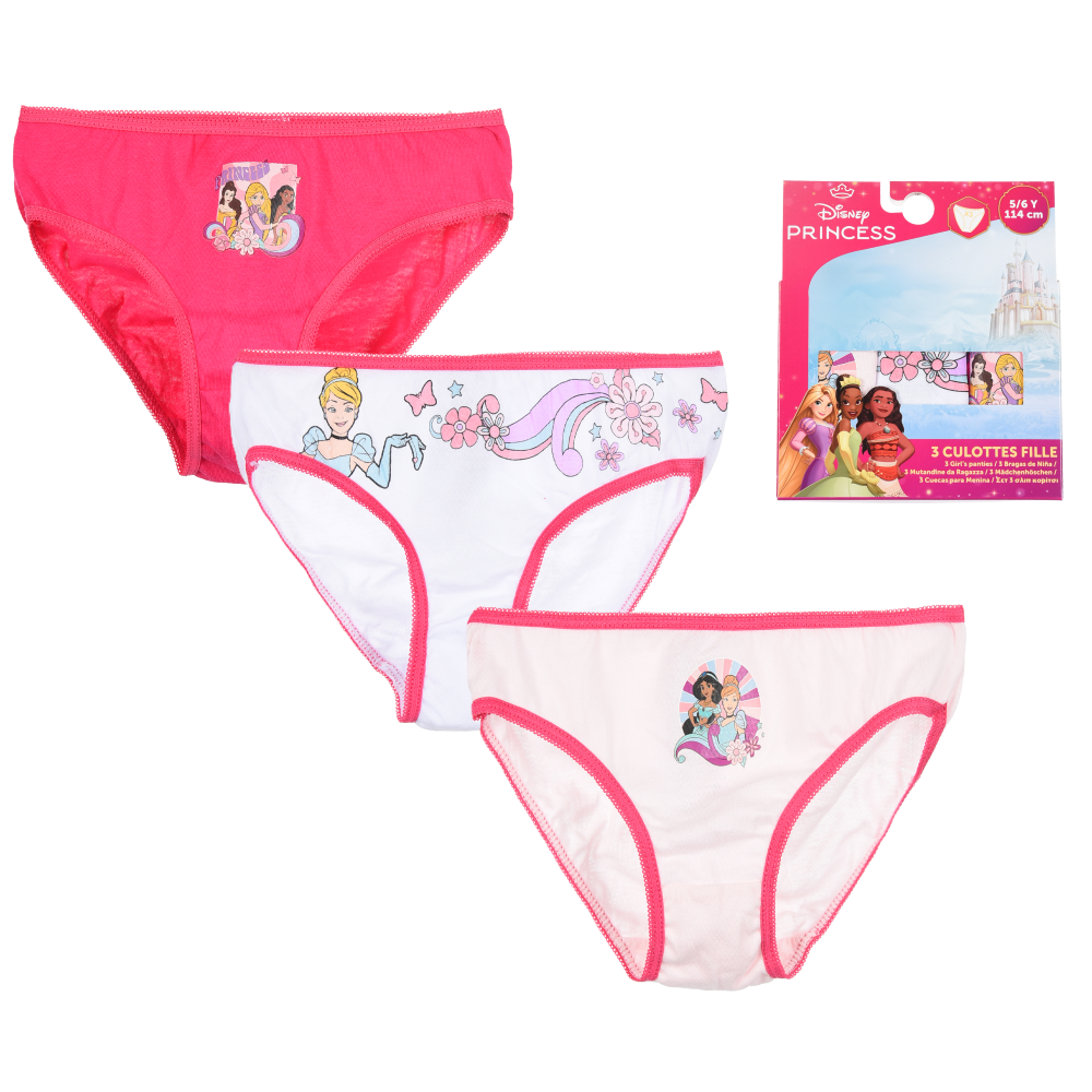 Mutandine Set 3 Pezzi Principesse DISNEY Slip in Cotone in Scatola 3/8 Anni - Ye30054
