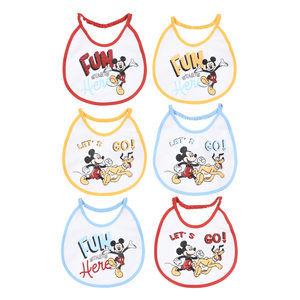 Bavette Topolino DISNEY Set 6 Bavaglini 18 X 18 CM in Spugna per Bambini - Ye09005