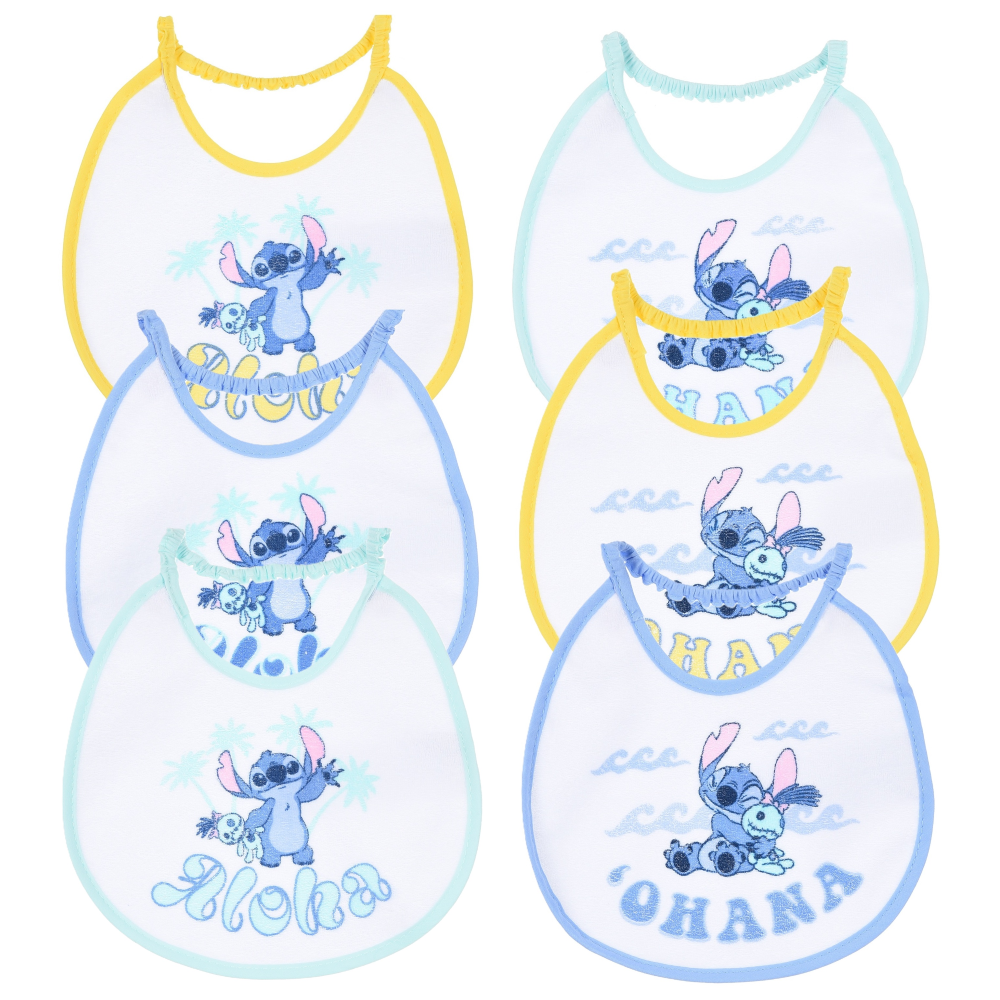 Bavette Stitch DISNEY Set 6 Bavaglini 18 X 18 CM in Spugna per Bambini - Ye09006