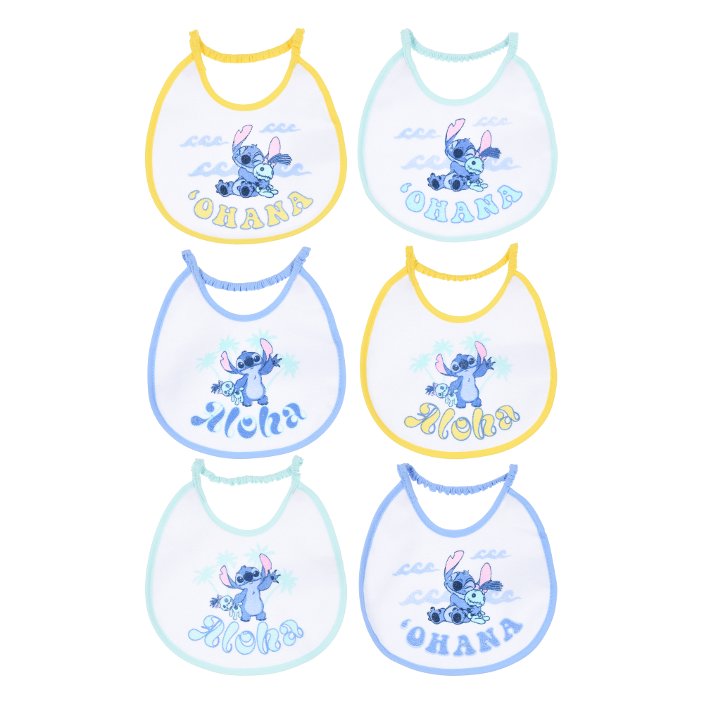 Bavette Stitch DISNEY Set 6 Bavaglini 18 X 18 CM in Spugna per Bambini - Ye09006
