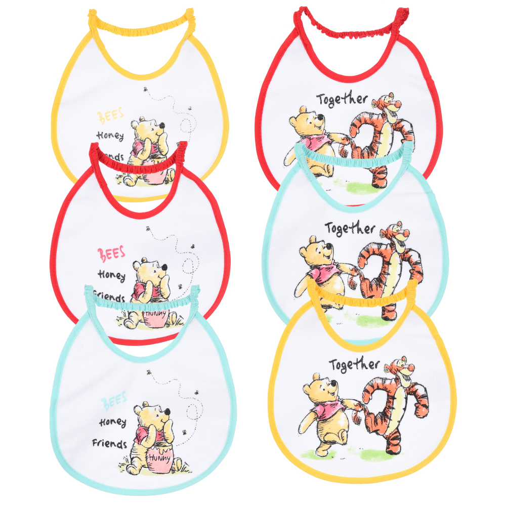 Bavette Winnie the Pooh DISNEY Set 6 Bavaglini 18 X 18 CM in Spugna per Bambini - Ye09007