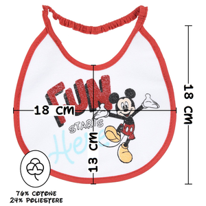 Bavette Topolino DISNEY Set 6 Bavaglini 18 X 18 CM in Spugna per Bambini - Ye09005