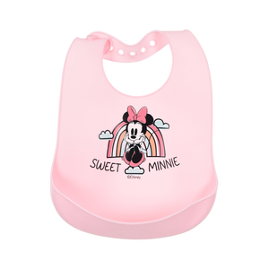 Bavette Minnie DISNEY Bavaglino in Silicone 30 X 23 CM con Tasca Raccogli Briciole per Bambini - Ye09010