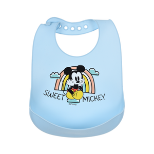 Bavette Topolino DISNEY Bavaglino in Silicone 30 X 23 CM con Tasca Raccogli Briciole per Bambini - Ye09011