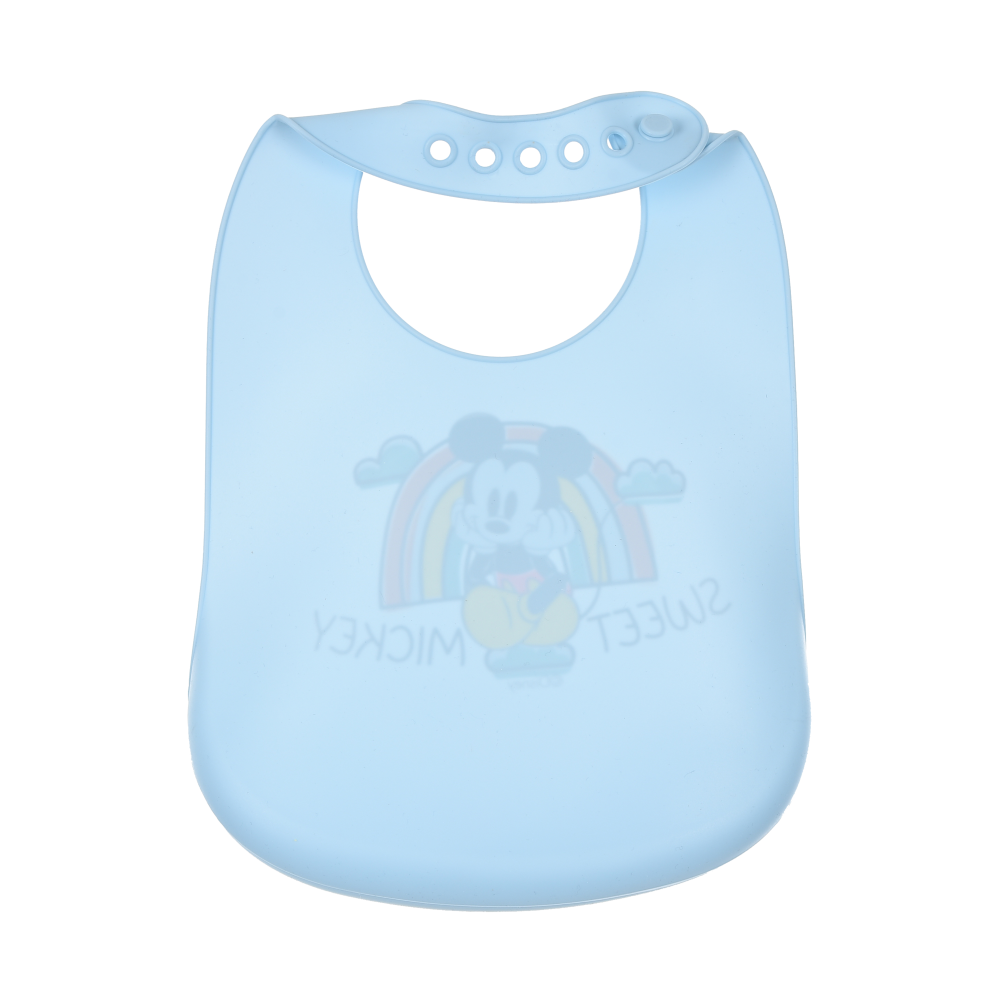 Bavette Topolino DISNEY Bavaglino in Silicone 30 X 23 CM con Tasca Raccogli Briciole per Bambini - Ye09011