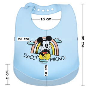 Bavette Topolino DISNEY Bavaglino in Silicone 30 X 23 CM con Tasca Raccogli Briciole per Bambini - Ye09011