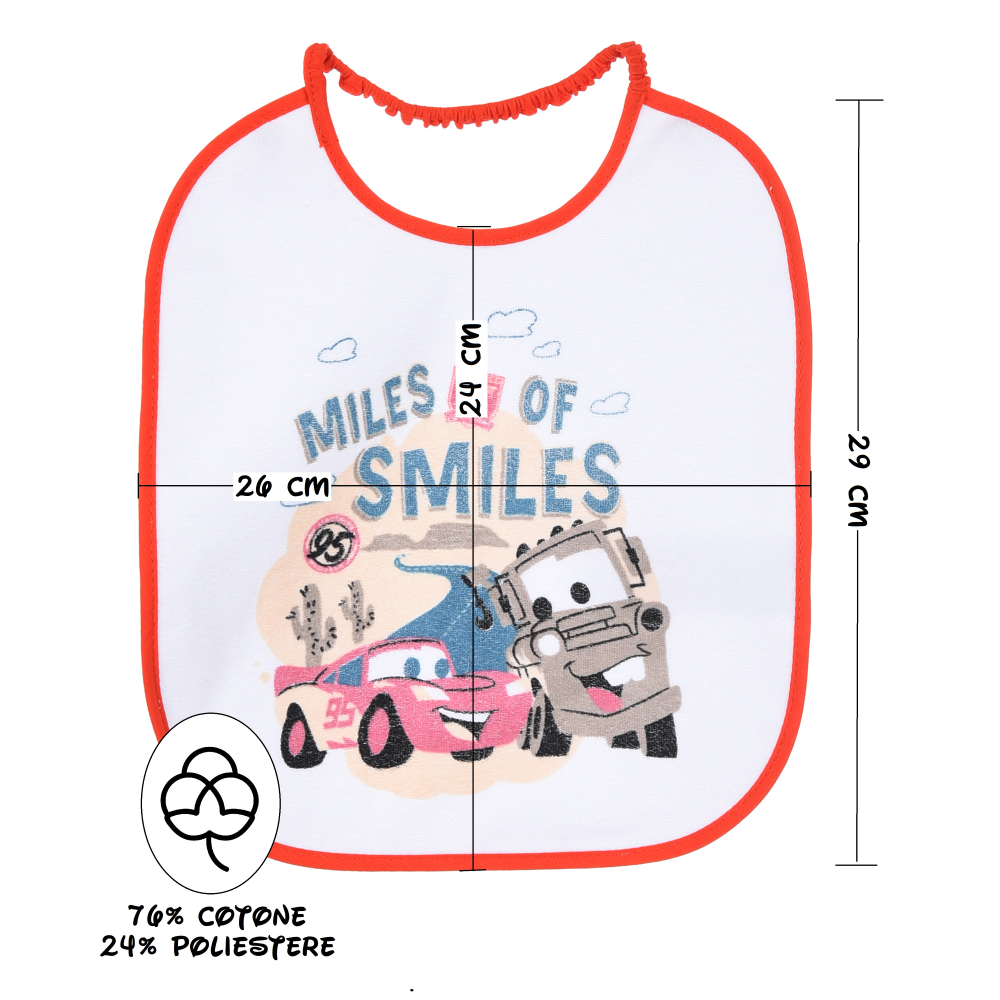 Set Asilo 3 Pezzi Cars DISNEY Bavetta con Elastico Tovaglietta Sacca - Ye09018